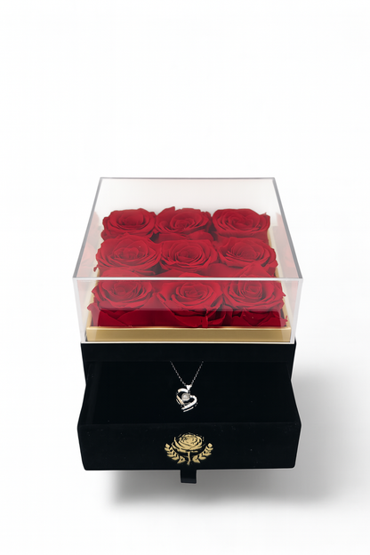 box of preserved roses